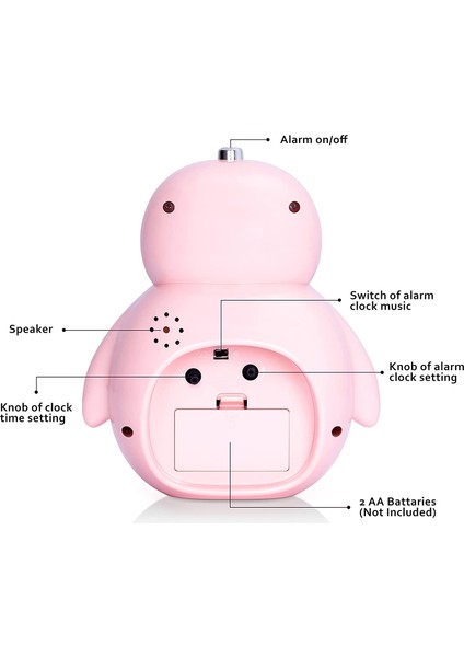 Justup Çocuklar Çalar Saat Sevimli Penguen Çalar Saat Gece Işığı ile Erteleme Çalar Saat --- Pembe (Yurt Dışından) fiyatları
