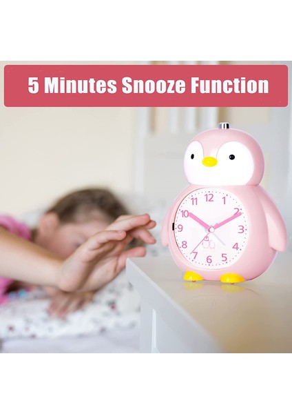 Justup Çocuklar Çalar Saat Sevimli Penguen Çalar Saat Gece Işığı ile Erteleme Çalar Saat --- Pembe (Yurt Dışından) modelleri