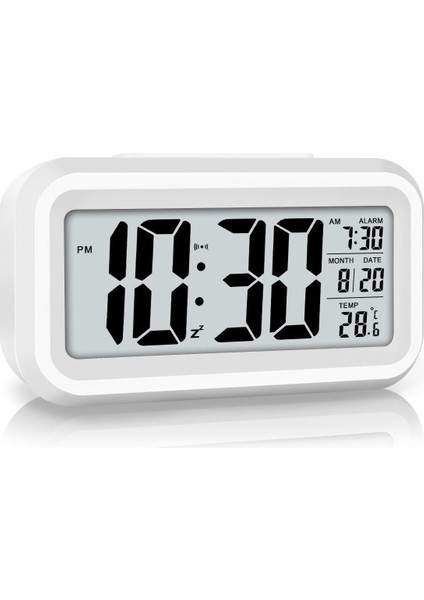 LED Ekran Dijital Çalar Saat Pille Çalışan Akıllı Gece Lambası Çocuklar Için Kolay Kullanım Saati Ağır Uyuyanlar Yatak Odası Saati (Beyaz) (Yurt Dışından) fiyatları