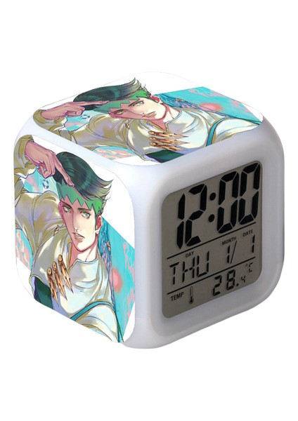 Wekity Anime Çalar Saat Tek Parça LED Kare Saat Zaman, Sıcaklık, Alarm, Tarih ile Dijital Çalar Saat (Yurt Dışından)