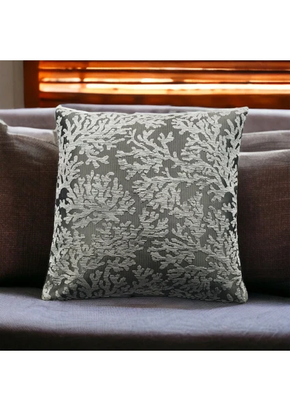 Pillows Store Mercan Desenli Gri Kırlent Kılıfı 45CM*45CM