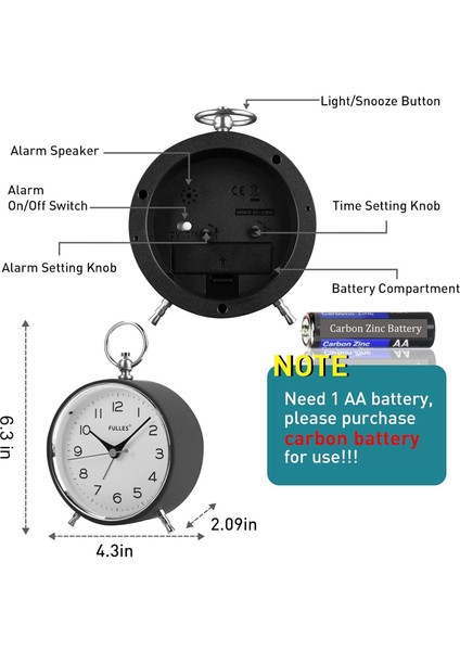 Gece Işığı Erteleme Işlevli Analog Çalar Saat Geçmeyen Sessiz Yuvarlak Retro Pille Çalışan Crescendo 4 Inç Küçük Basit Tasarım Çocuklar Için Yatak Odası Için Masa Saati-Beyaz (Yurt Dışından) fiyatları