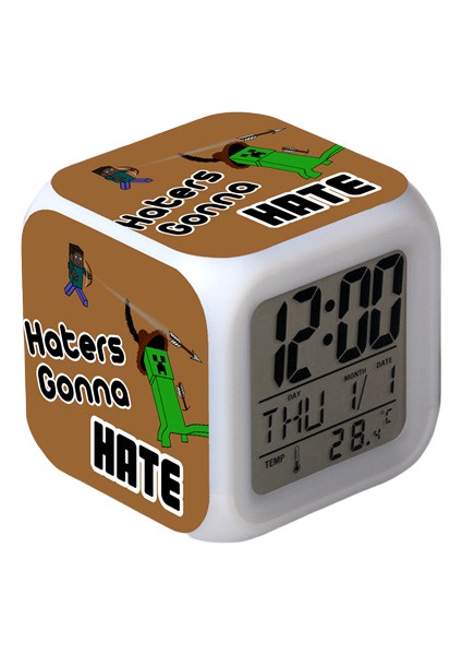 Wekity Anime Çalar Saat Tek Parça LED Kare Saat Zaman, Sıcaklık, Alarm, Tarih ile Dijital Çalar Saat (Yurt Dışından)