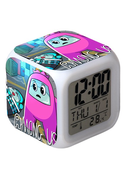 Space Werewolf Kill 7 Renk Değişkenli Dijital Çalar Saat, Zaman, Sıcaklık, Alarm, Tarih (Yurt Dışından)