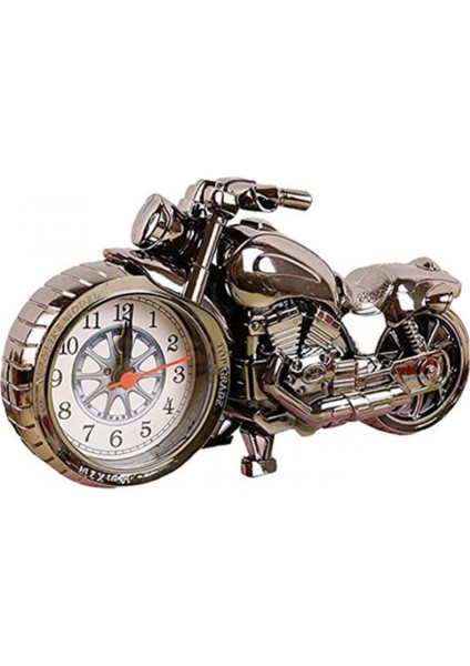 Motosiklet Çalar Saat Retro Motosiklet Çalar Saat Vintage Motosiklet Saat Vintage Raf Saat Vintage Çalar Saat Ev Ofis Masaüstü Dekor ( Pil Gümüş ) (Yurt Dışından)