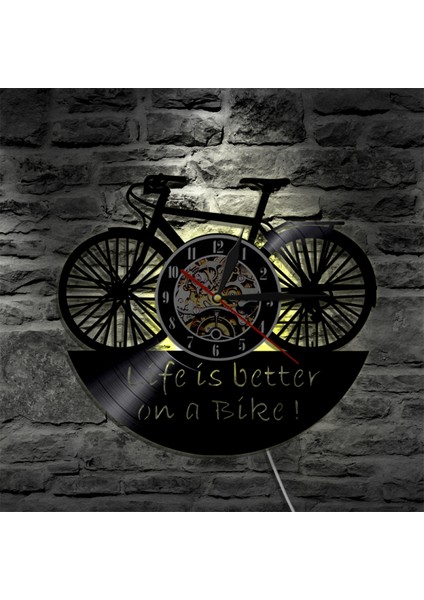 Müzik Vinil Kayıt Duvar Saati -Bisiklet Retro LED Işık Duvar Saati -Vinil Saat -Oturma Odası Duvar Dekoru - Müzik Aşığı Için Eşsiz Hediyeler (Yurt Dışından) fırsatları