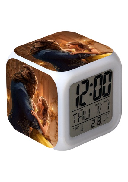 Wekity Güzel ve Çirkin Çalar Saat LED Kare Saat Zaman, Sıcaklık, Alarm, Tarih Özellikli Dijital Çalar Saat (Yurt Dışından)