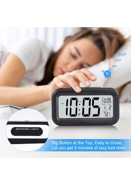 Pil Dijital Çalar Saat, Yatak Odası Ev Ofis Için LCD Saat Elektronik, Tarih, Iç Sıcaklık, Erteleme Işığı, Küçük Boyutlu, Arka Işık-Siyah (Yurt Dışından) fırsatları