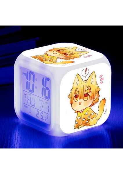 Wekity Anime Çalar Saat Tek Parça LED Kare Saat Zaman, Sıcaklık, Alarm, Tarih ile Dijital Çalar Saat (Yurt Dışından)