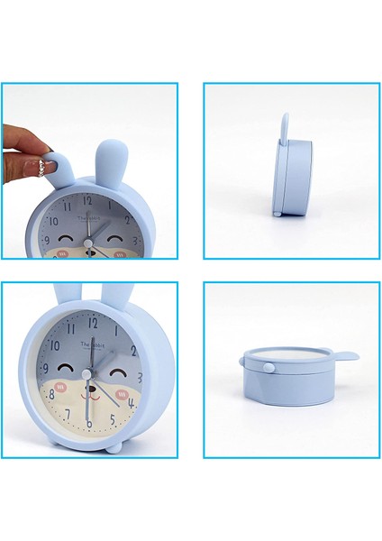 Justup Çocuk Sevimli Hayvan Köpek/kedi Çalar Saat Sessiz Sigara Geçiyor Silikon Saat Gece Lambası Seyahat Saati --- Mavi Tavşan (Yurt Dışından) modelleri