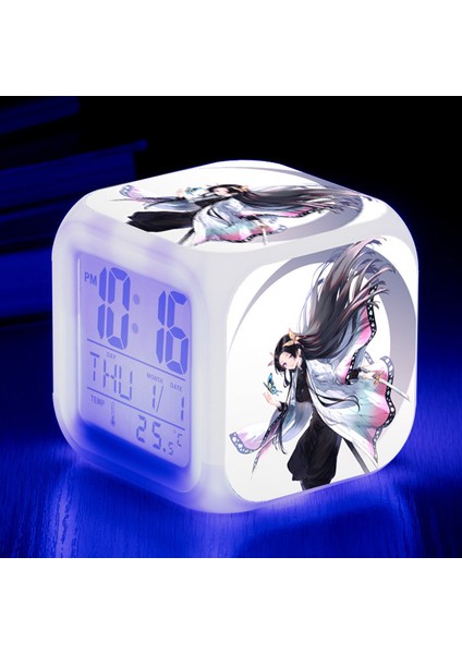 Wekity Anime Çalar Saat Tek Parça LED Kare Saat Zaman, Sıcaklık, Alarm, Tarih ile Dijital Çalar Saat (Yurt Dışından)