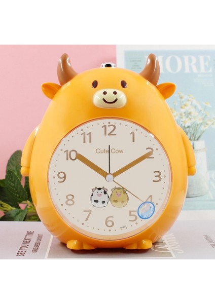 Yatak Odaları Için Çalar Saatler, Karikatür Çalar Saat Sevimli Inek Çalar Saat Gece Lambası, Öğrenci Çocuk Ev Dekorasyonu Masaüstü Saati (Sarı) (Yurt Dışından)