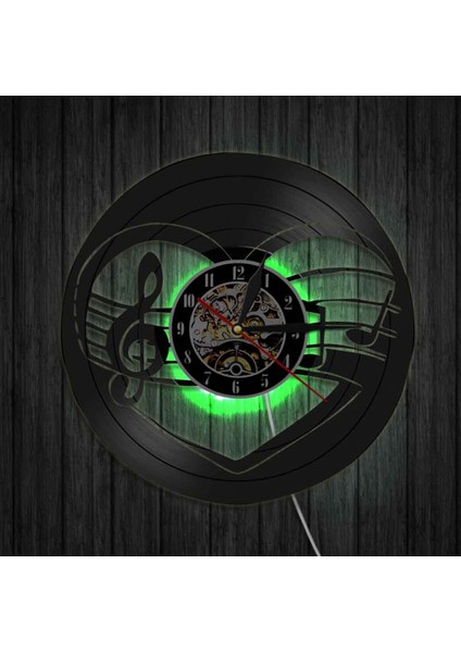 Müzik Vinil Plak Duvar Saati -Müzik Notları LED Işıklı Duvar Saati -Vinil Saat -Oturma Odası Duvar Dekoru - Müzikseverler Için Eşsiz Hediyeler (Yurt Dışından)