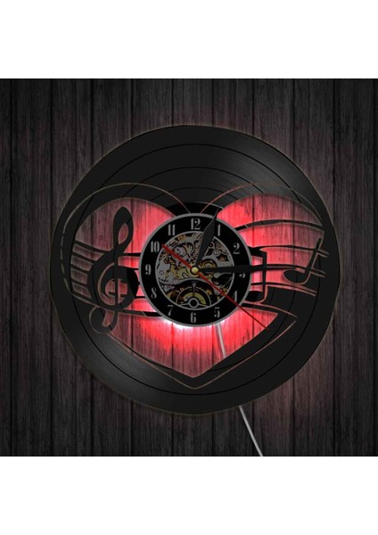 Müzik Vinil Plak Duvar Saati -Müzik Notları LED Işıklı Duvar Saati -Vinil Saat -Oturma Odası Duvar Dekoru - Müzikseverler Için Eşsiz Hediyeler (Yurt Dışından)