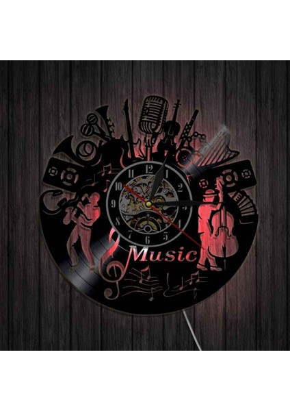 Müzik Vinil Plak Duvar Saati -Müzik Enstrümanları LED Işık Duvar Saati -Vinil Saat -Oturma Odası Duvar Dekoru - Müzikseverler Için Eşsiz Hediyeler (Yurt Dışından) modelleri