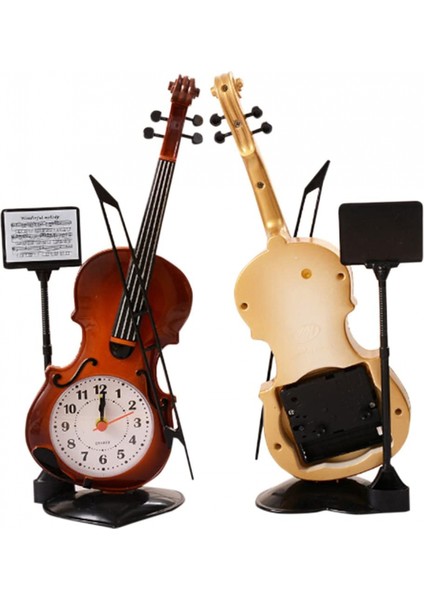Adet Vintage Plastik Keman Kuvars Analog Çalar Saat Masaüstü Başucu Yaratıcı Enstrüman Masa Saati Masa Saati, Kahverengi (Yurt Dışından) fiyatları
