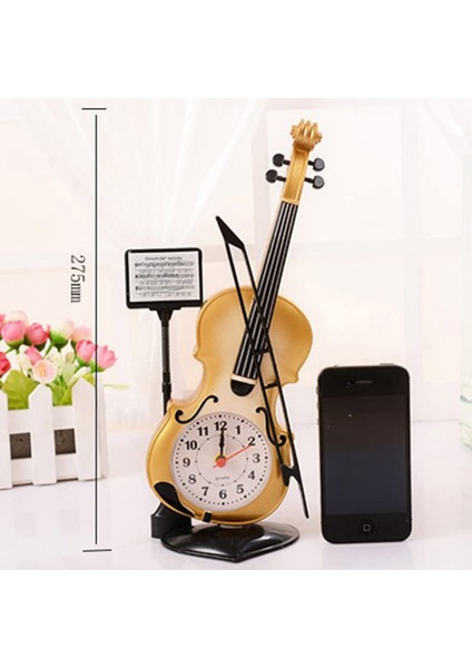 Adet Vintage Plastik Keman Kuvars Analog Çalar Saat Masaüstü Başucu Yaratıcı Enstrüman Masa Saati Masa Saati, Kahverengi (Yurt Dışından) modelleri
