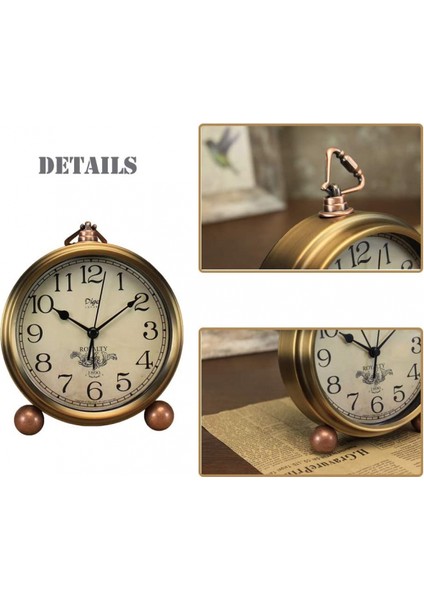 Metal Altın Masa Saati, Retro Vintage Geçmeyen Küçük Çalar Saat, Pille Çalışan Sessiz Kuvars Hareketi Hd Cam Masa Saati (Arapça)… (Yurt Dışından) fiyatları