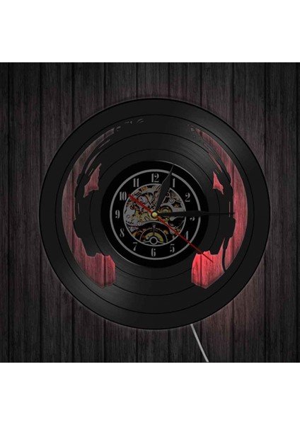 Müzik Vinil Plak Duvar Saati -Kulaklık Takmak LED Işık Duvar Saati -Vinil Saat -Oturma Odası Duvar Dekoru - Müzik Severler Için Eşsiz Hediyeler (Yurt Dışından)