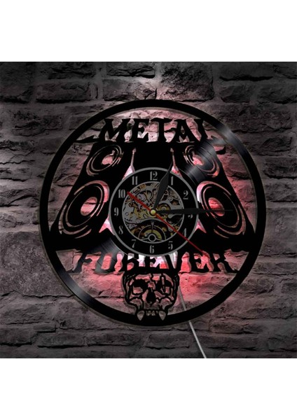 Müzik Vinil Kayıt Duvar Saati -Retro Kafatası Hoparlör LED Işık Duvar Saati -Vinil Saat -Oturma Odası Duvar Dekoru - Müzik Aşığı Için Eşsiz Hediyeler (Yurt Dışından)