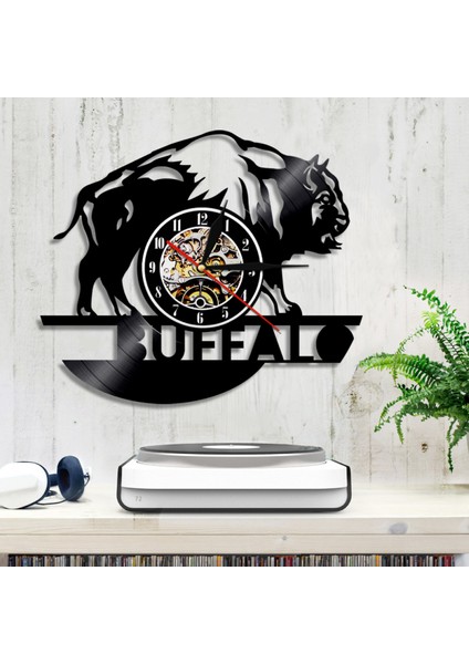 Müzik Vinil Kayıt Duvar Saati - Bison Retro Duvar Saati - Vinil Saat - Oturma Odası Duvar Dekoru - Müzik Aşığı Için Eşsiz Hediyeler (Yurt Dışından)