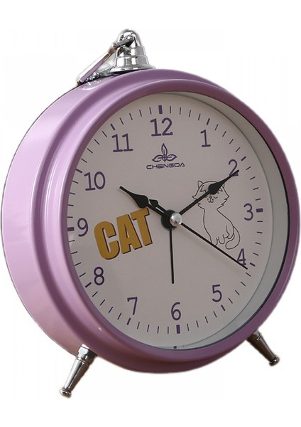 Öğrenciler, Çocuklar ve Yetişkinler Için Parlak Sevimli Saat ile 5.6 Inç Basit Metal Sessiz Başucu Çalar Saat (Mor) (Yurt Dışından)