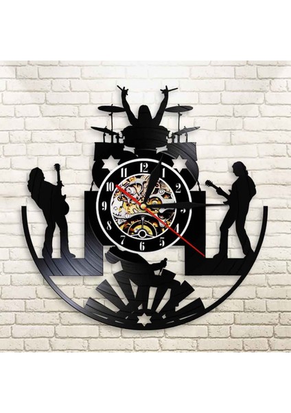 Müzik Vinil Kayıt Duvar Saati -Moda Müzik Grubu Enstrümanları Vinil Duvar Saati - Vinil Saat - Oturma Odası Duvar Dekoru - Müzik Aşığı Için Eşsiz Hediyeler (Yurt Dışından)