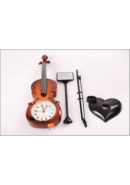 Adet Vintage Plastik Keman Kuvars Analog Çalar Saat Masaüstü Başucu Yaratıcı Enstrüman Masa Saati Masa Saati, Kahverengi (Yurt Dışından) indirimleri