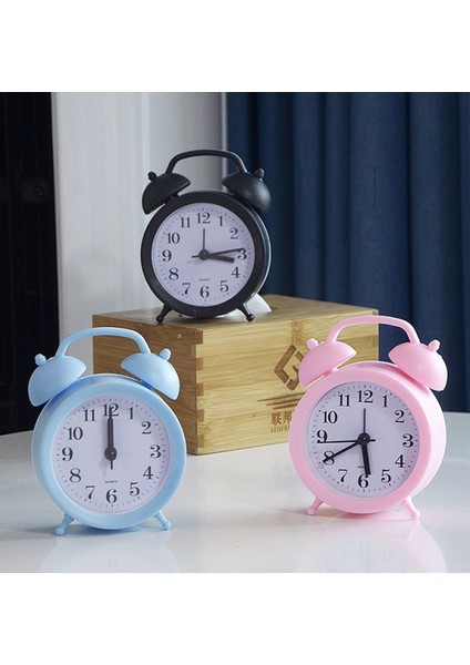 4.33 Inç Çalar Saat Yuvarlak Analog Masa Saati Sessiz No Tick Gece Lambası Pille Çalışan Yatak Odası (Mavi) (Yurt Dışından)