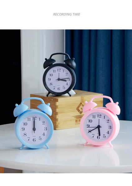 4.33 Inç Çalar Saat Yuvarlak Analog Masa Saati Sessiz No Tick Gece Lambası Pille Çalışan Yatak Odası (Mavi) (Yurt Dışından)