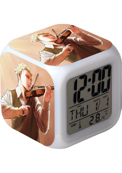 Wekity Anime Çalar Saat Tek Parça LED Kare Saat Zaman, Sıcaklık, Alarm, Tarih ile Dijital Çalar Saat (Yurt Dışından)
