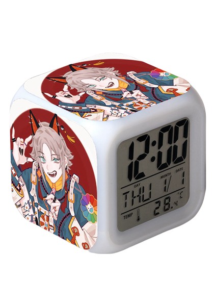 Wekity Anime Çalar Saat Tek Parça LED Kare Saat Zaman, Sıcaklık, Alarm, Tarih ile Dijital Çalar Saat (Yurt Dışından)