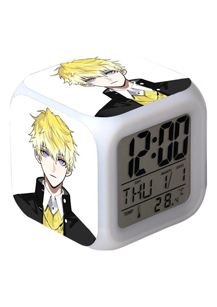 Wekity Anime Çalar Saat Tek Parça LED Kare Saat Zaman, Sıcaklık, Alarm, Tarih ile Dijital Çalar Saat (Yurt Dışından)
