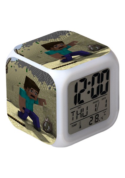 Wekity Anime Çalar Saat Tek Parça LED Kare Saat Zaman, Sıcaklık, Alarm, Tarih ile Dijital Çalar Saat (Yurt Dışından)