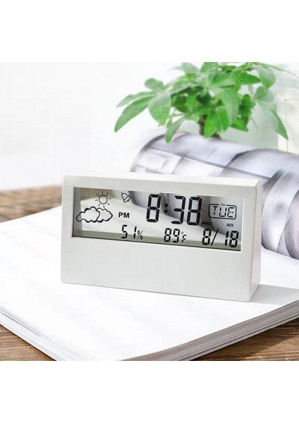 Dijital Seyahat Alarm Saati - Katlanabilir Takvim & Sıcaklık ve Zamanlayıcı Erteleme Modlu LCD Saat - Büyük Sayı Ekranı, Pille Çalışan - Her Yaş Için Kompakt Masa Saati (Beyaz Şeffaf) (Yurt Dışından)