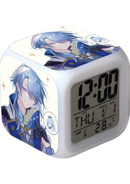 Wekity Game Yuanshen Çalar Saat LED Kare Saat Zaman, Sıcaklık, Alarm, Tarih ile Dijital Çalar Saat (Yurt Dışından)