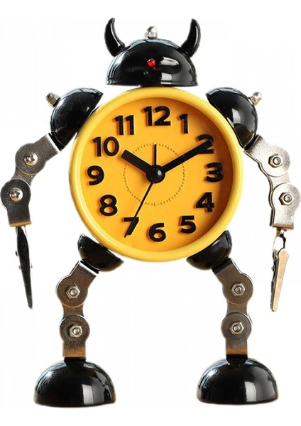 Geçmeyen Robot Çalar Saat Paslanmaz Metal ， Yanıp Sönen Göz Işıkları ve El Klipsli Uyandırma Saati (Sarı) (Yurt Dışından)