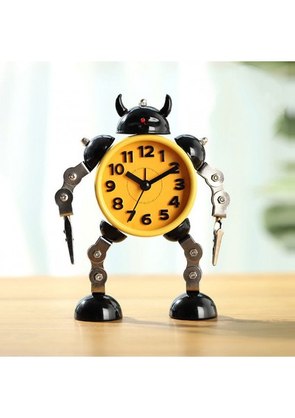 Geçmeyen Robot Çalar Saat Paslanmaz Metal ， Yanıp Sönen Göz Işıkları ve El Klipsli Uyandırma Saati (Sarı) (Yurt Dışından) fiyatları