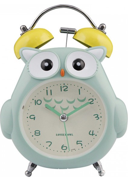 Yatak Odaları Için Çalar Saatler, Karikatür Çalar Saat Baykuş Çalar Saat, Öğrenci Çocuk Ev Dekorasyonu Masaüstü Saati (Yeşil) (Yurt Dışından)