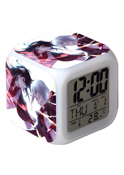 Wekity Anime Çalar Saat Tek Parça LED Kare Saat Zaman, Sıcaklık, Alarm, Tarih ile Dijital Çalar Saat (Yurt Dışından)