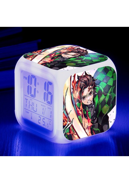 Wekity Anime Çalar Saat Tek Parça LED Kare Saat Zaman, Sıcaklık, Alarm, Tarih ile Dijital Çalar Saat (Yurt Dışından)