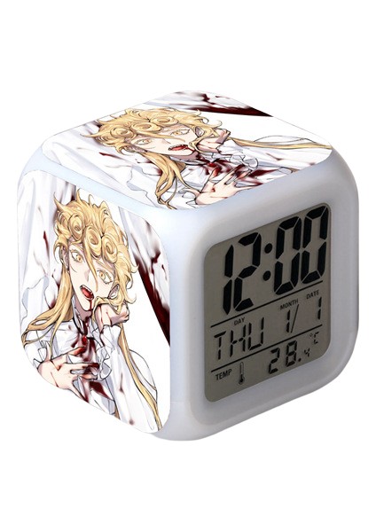 Wekity Anime Çalar Saat Tek Parça LED Kare Saat Zaman, Sıcaklık, Alarm, Tarih ile Dijital Çalar Saat (Yurt Dışından)