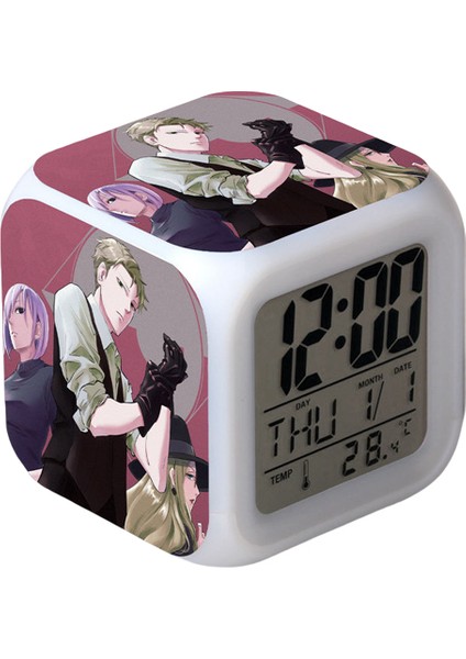 Wekity Anime Çalar Saat Tek Parça LED Kare Saat Zaman, Sıcaklık, Alarm, Tarih ile Dijital Çalar Saat (Yurt Dışından)