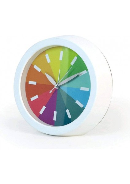 Yaratıcı Sessiz Gökkuşağı Renkli Çalar Saat Masa Ofis Hediye Yatak Odası Sessiz Moda Saat Masa Saati (Renk: Beyaz) (Yurt Dışından)