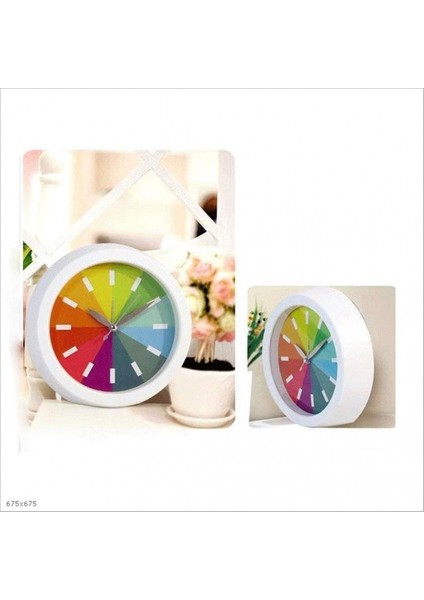 Yaratıcı Sessiz Gökkuşağı Renkli Çalar Saat Masa Ofis Hediye Yatak Odası Sessiz Moda Saat Masa Saati (Renk: Beyaz) (Yurt Dışından) fiyatları