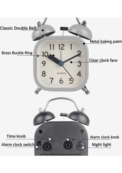 Çocuk Çalar Saat, Karikatür Çalar Saat Kare Çalar Saat, Öğrenci Çocuk Ev Dekorasyonu Masaüstü Saati (Beyaz) (Yurt Dışından) modelleri