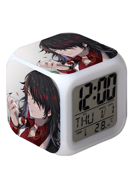 Wekity Anime Çalar Saat Tek Parça LED Kare Saat Zaman, Sıcaklık, Alarm, Tarih ile Dijital Çalar Saat (Yurt Dışından)