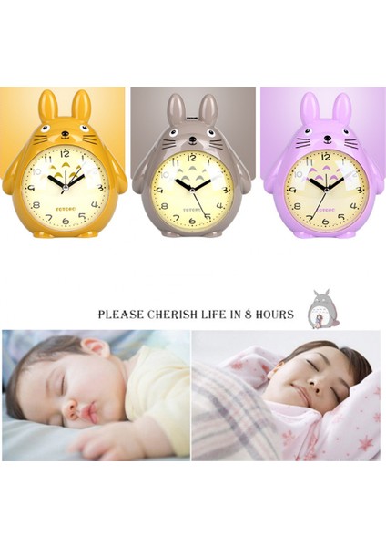 Yatak Odaları Için Çalar Saatler, Karikatür Çalar Saat Totoro Çalar Saat Gece Lambası, Öğrenci Çocuk Ev Dekorasyonu Masaüstü Saati (Mor) (Yurt Dışından) modelleri
