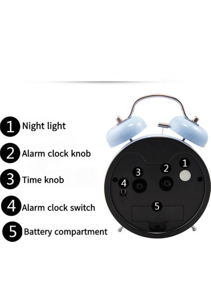 4 Inç Yatak Odası Çalar Saat, Metal Çalar Saat, Öğrenci Ev Dekorasyonu Masaüstü Saati (Yurt Dışından)
