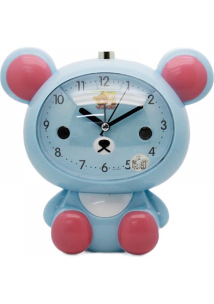 Yatak Odaları Için Çalar Saatler, Karikatür Çalar Saat Ayı Çalar Saat Gece Lambası, Öğrenci Çocuk Ev Dekorasyonu Masaüstü Saati (Mavi) (Yurt Dışından)